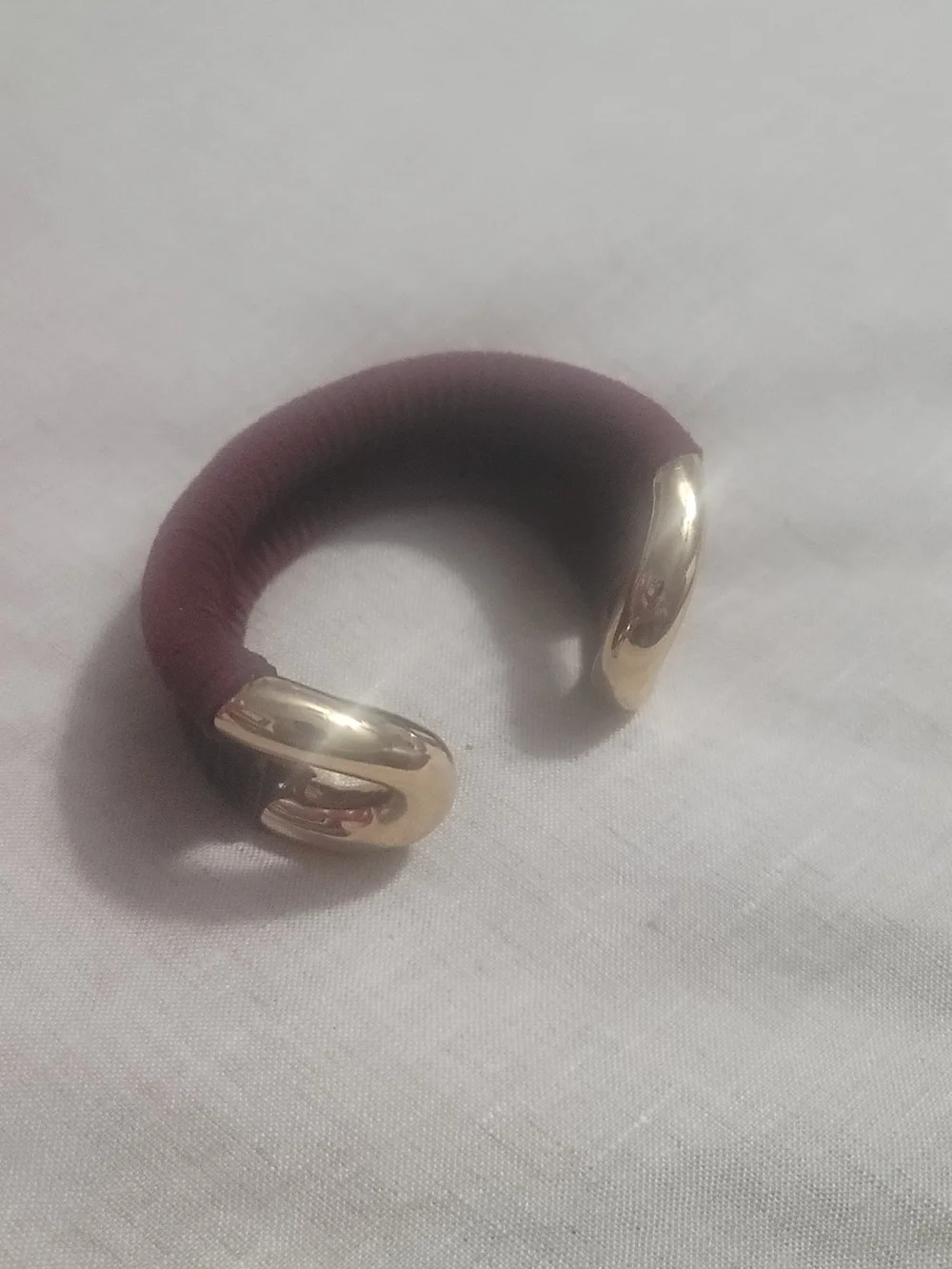 Textured Burgundy Cuff Bracelet with Gold Accents